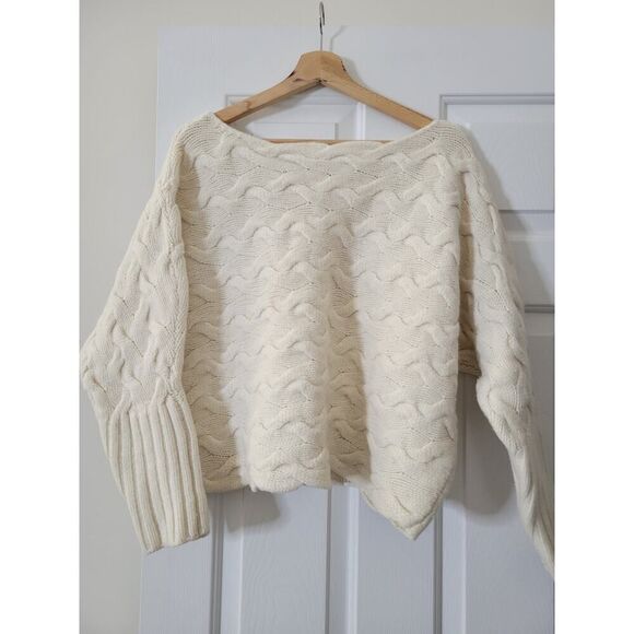 M.M. LAFLEUR Cream Merino Wool Sweater M/L - Picture 1 of 7